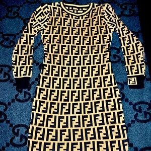 Brown FF knitted dress